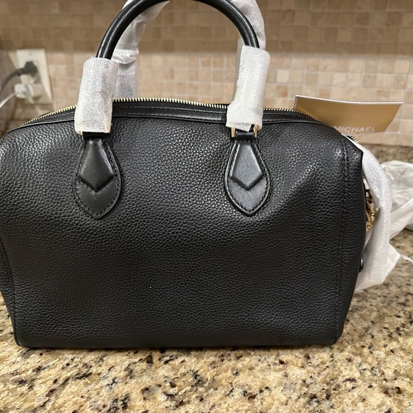 NWT MICHAEL Kors GRAYSON LARGE SATCHEL shoulder bag BLACK Leather Gold MSRP$348 - Picture 4 of 10